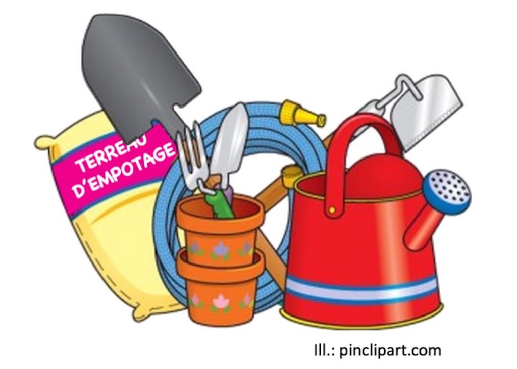 Illustration montrant des outils de jardinage